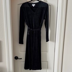 Elegant Black Long Sleeve Wrap Dress